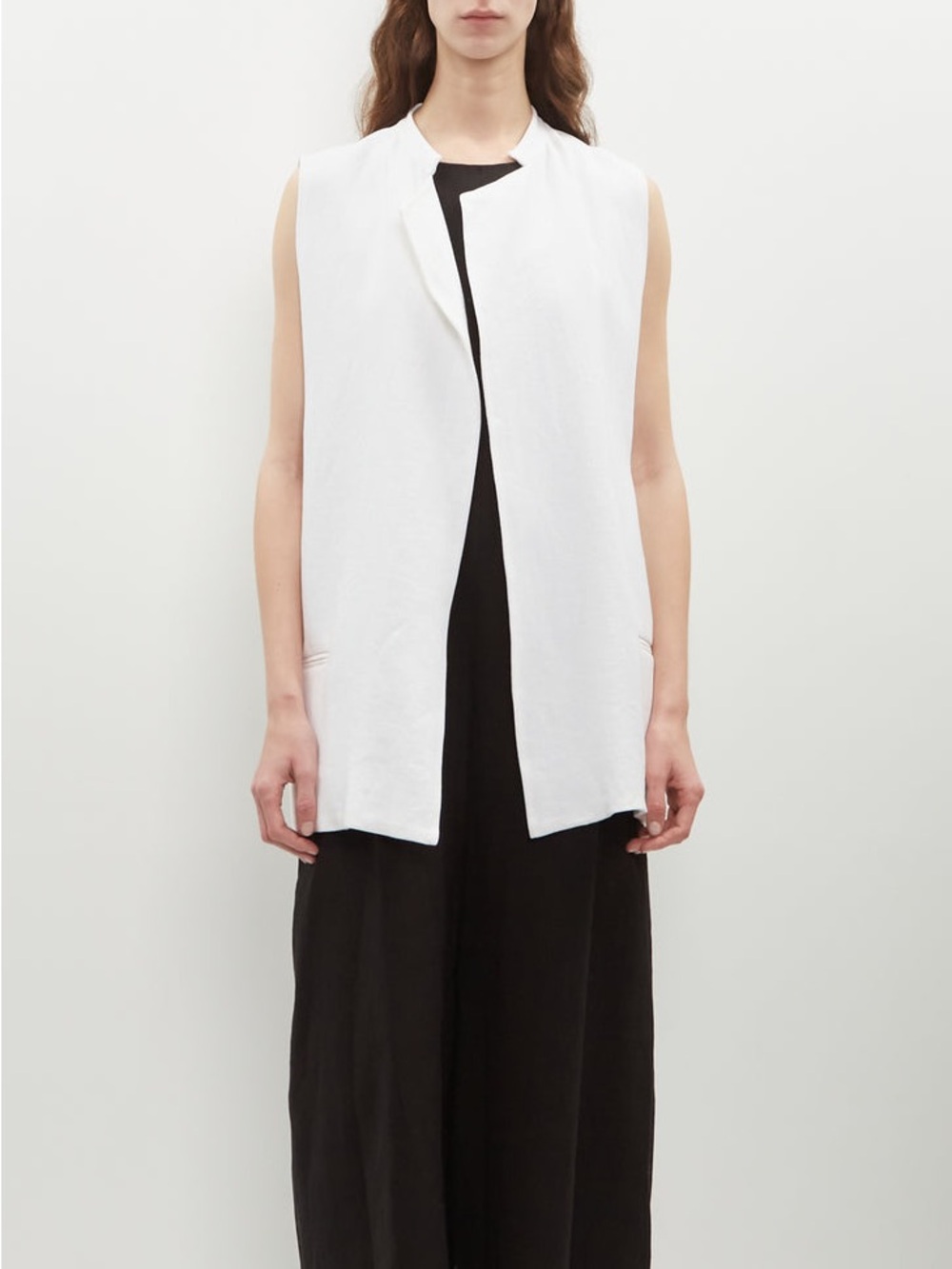 Sleeveless Cream Open-Front Vest
